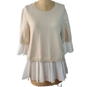 COS cream cotton sweater with cotton peplum and sleeves Small